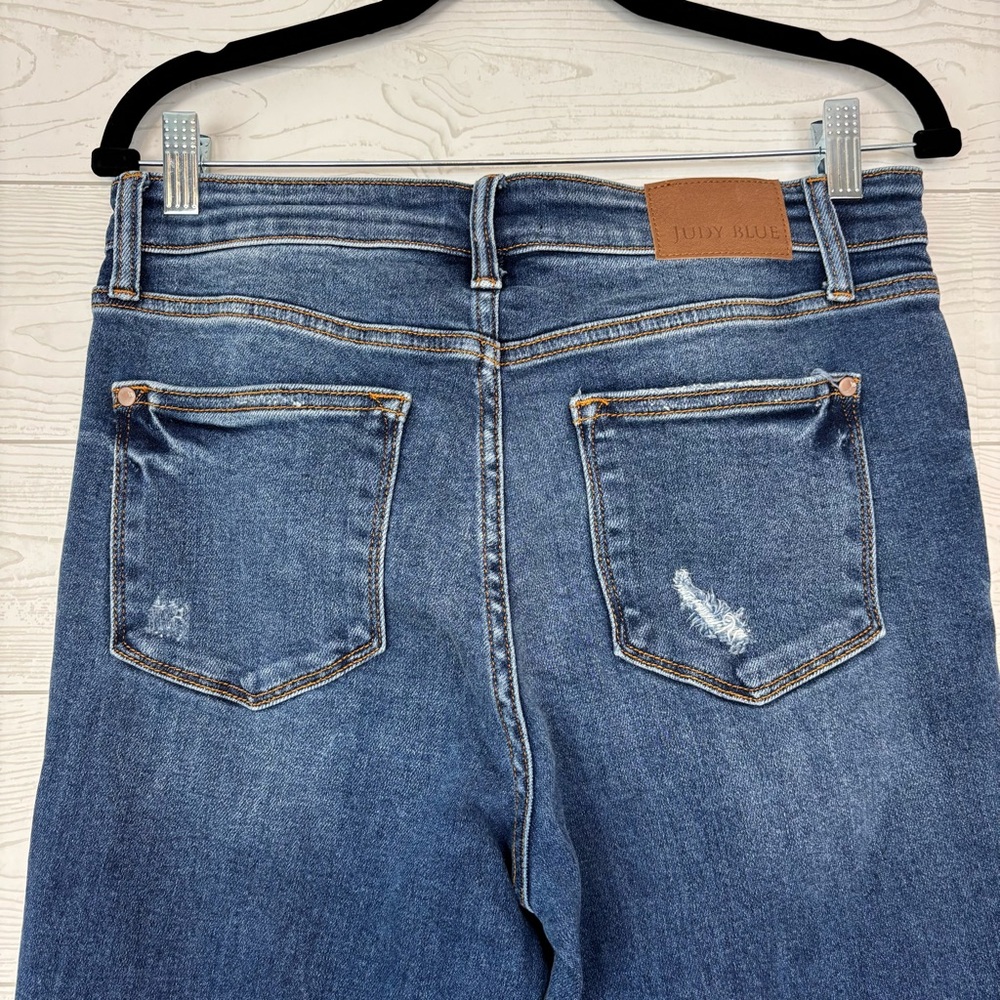 Judy Blue Distressed Dad Jeans Size 9/29 Dark Wash - Picture 9 of 11